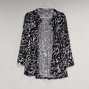 TanJay Animal Print Caridgan Blazer Black White Size 1X